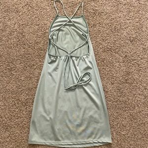 Silk Halter Mint Green Mini Dress BACKLESS